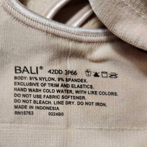 Bali 42DD‎ Beige Floral Padded Underwire Full Coverage Smoothing Bra - Picture 4 of 4